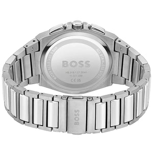 Silver watch with metal strap on a white background
