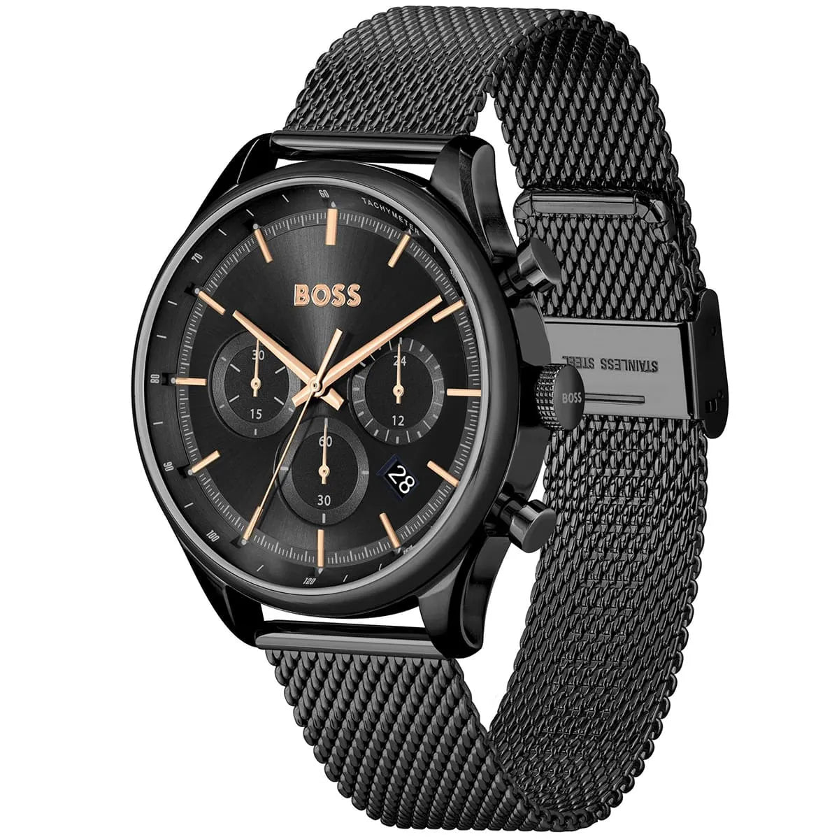 Side profile view showing the case thickness of the Hugo Boss Gregor 1514065 watch.