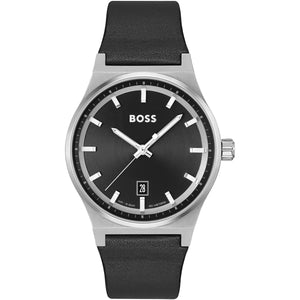 Front view of Hugo Boss Candor 1514075 men's watch on a white background.