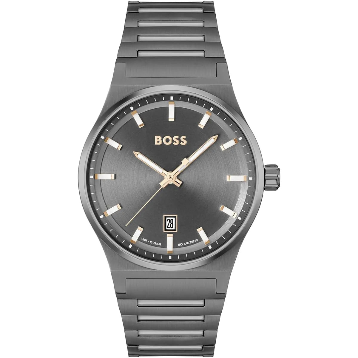 Front view of Hugo Boss Candor 1514078 men's watch on a white background.