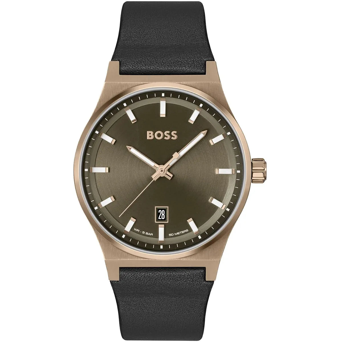 Front view of Hugo Boss Candor 1514080 men's watch on a white background.