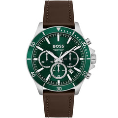 Hugo Boss 1514098 Men's Watch – Silver & Green & Leather | Original Hugo Boss