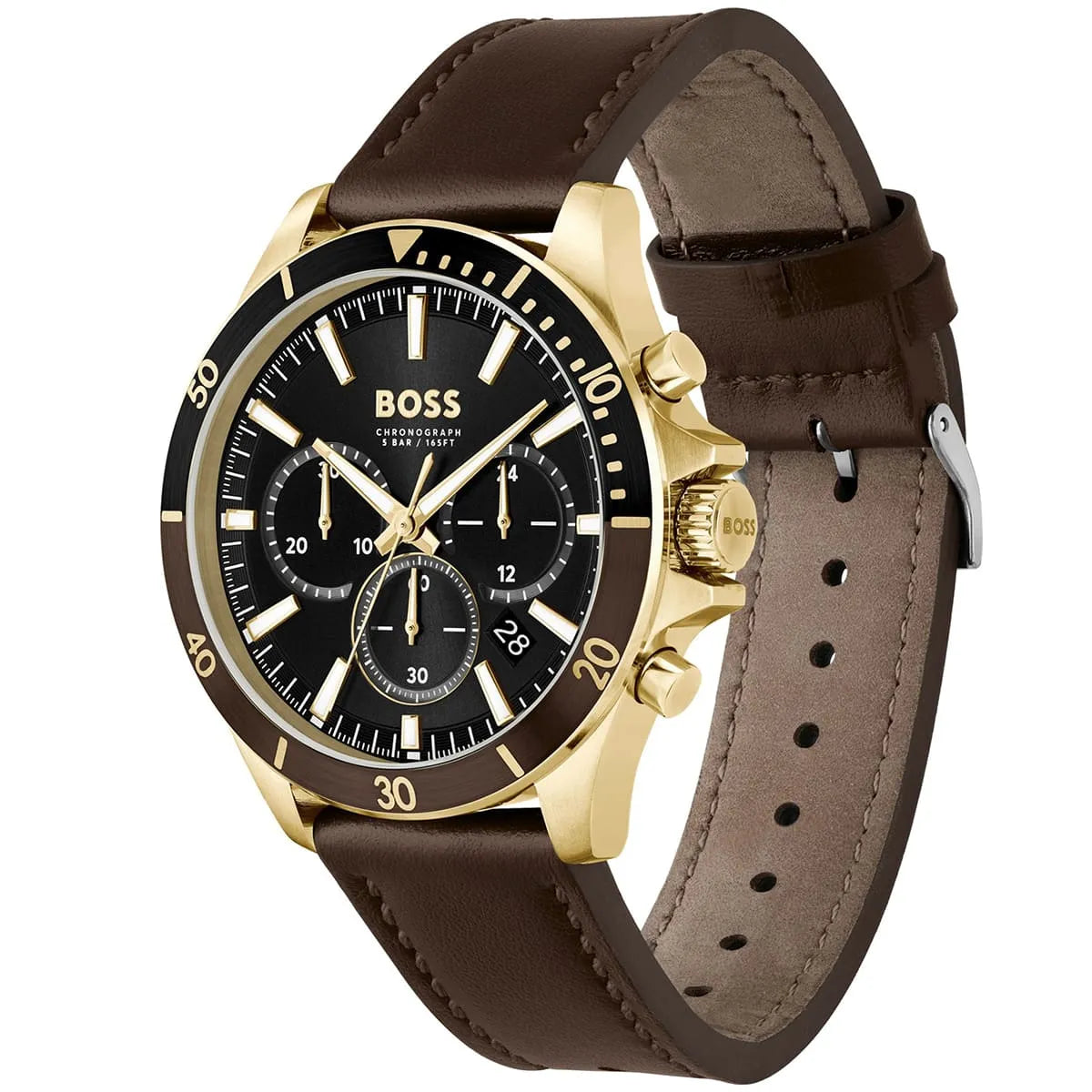 Side profile view showing the case thickness of the Hugo Boss Troper 1514100 watch.