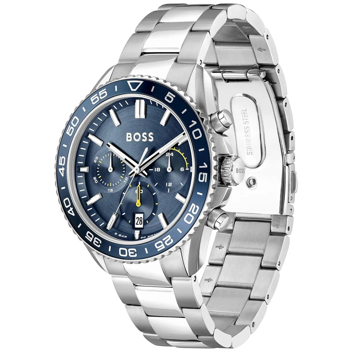 Side profile view showing the 11mm case thickness and polished stainless steel finish of the 1514143
