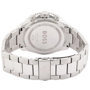 Back view of the Hugo Boss 1514143 watch showing the engraved Skymaster logo and technical specifications