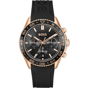 Front view of Hugo Boss Runner 1514168 chronograph men's watch on a white background.