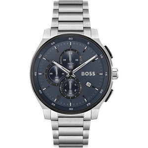 Front view of Hugo Boss Peak 1514189 chronograph men's watch on a white background.