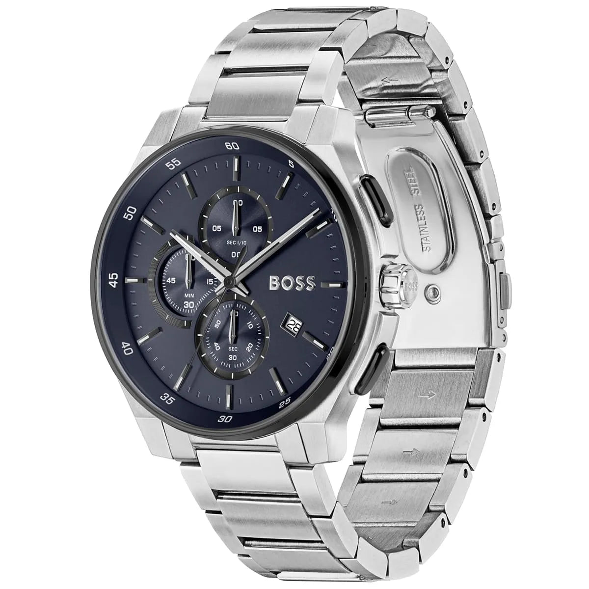 Side profile view showing the case thickness of the Hugo Boss Peak 1514189 watch.