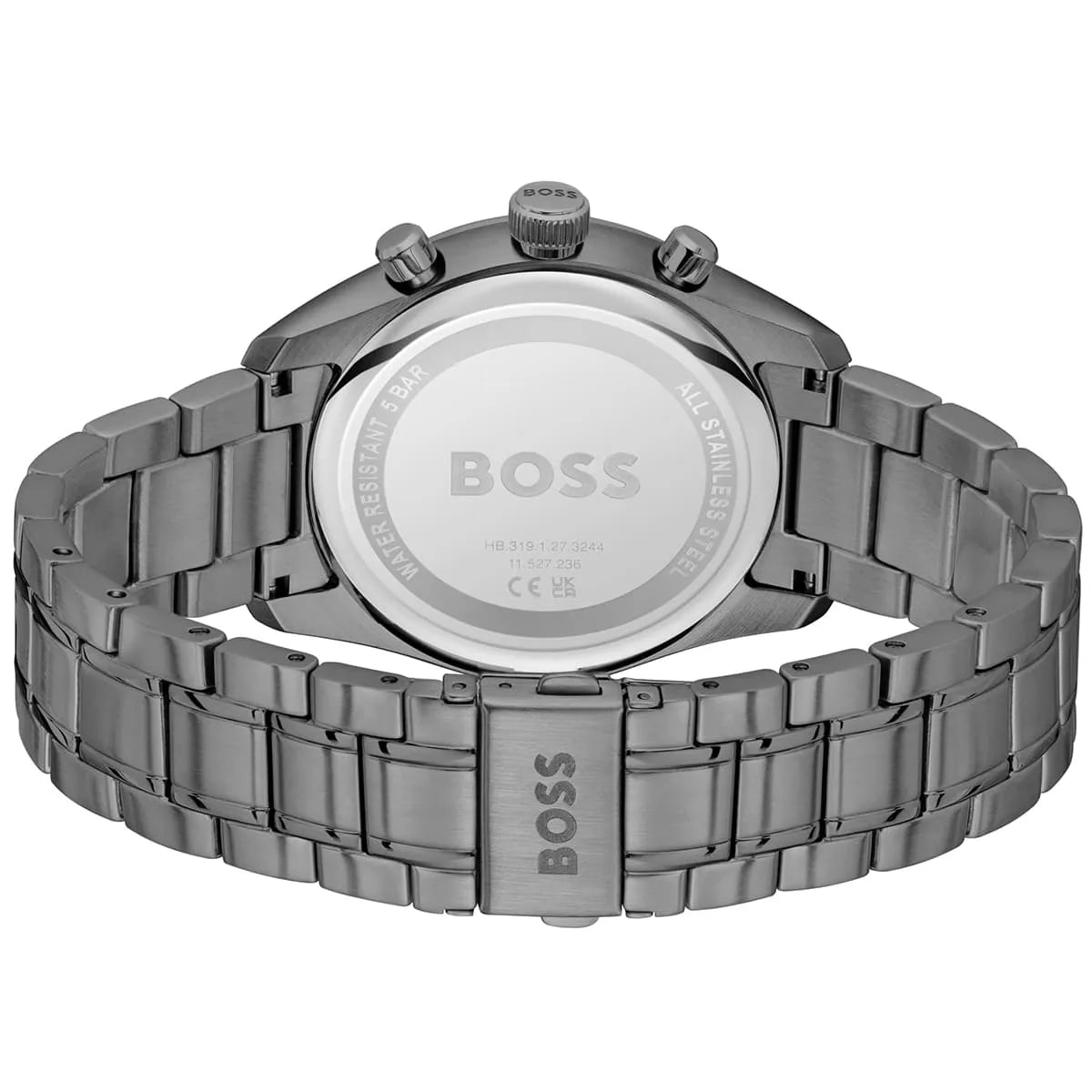 Back view photo of Hugo Boss 1514228 showing the stainless steel caseback info
