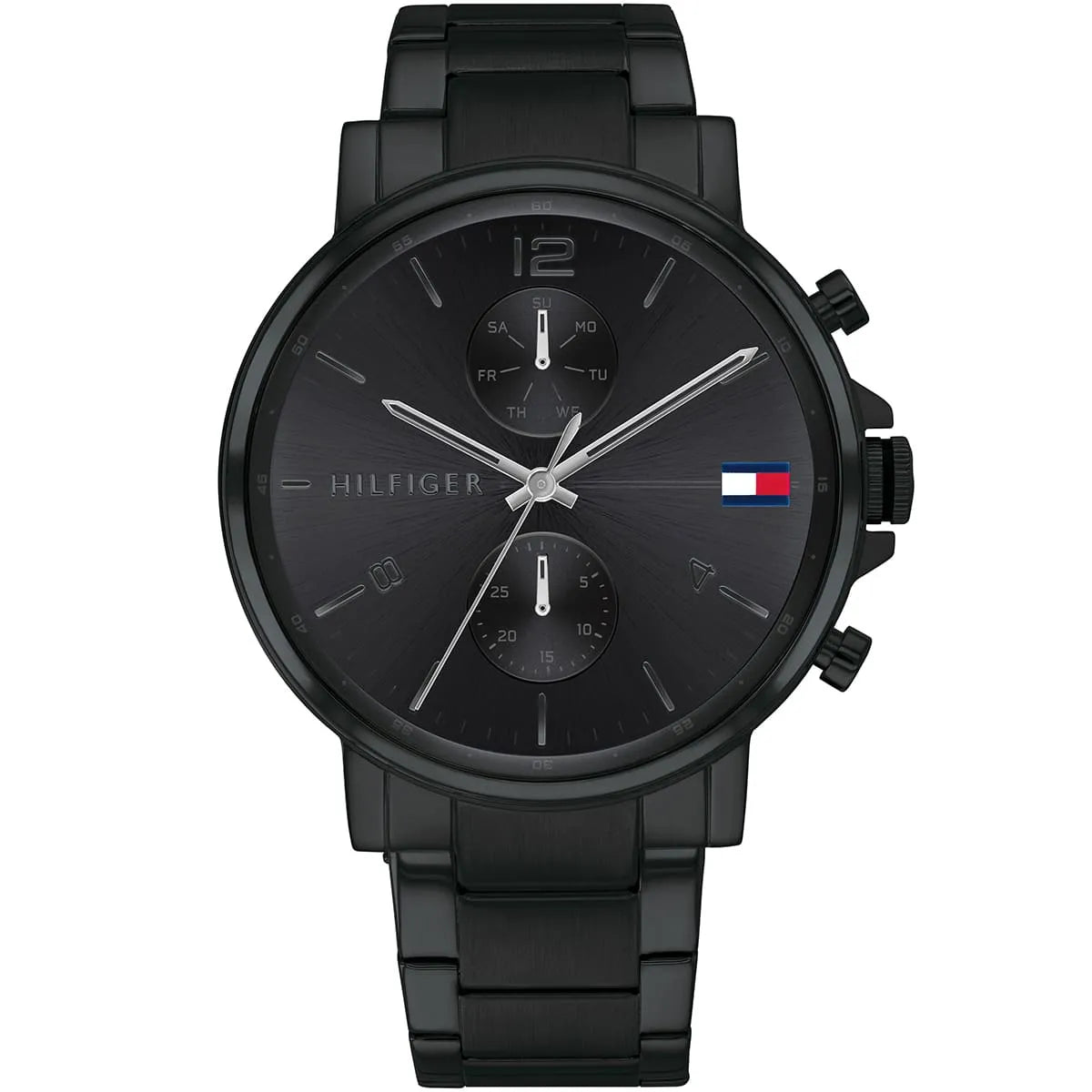 Tommy Hilfiger Daniel 1710414 men's quartz battery watch with black dial, black-tone case, black stainless steel bracelet main view