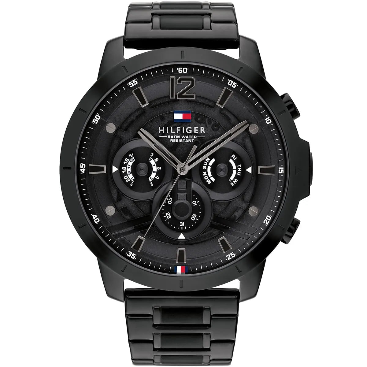 Authentic real-life photo of Tommy Hilfiger 1710494 showing actual black finish and black dial