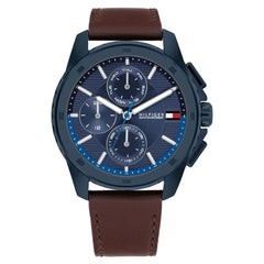Tommy Hilfiger Walker 1710632 Men's Watch – Blue Case, Blue Dial, Brown Leather Strap | Original Tommy Hilfiger