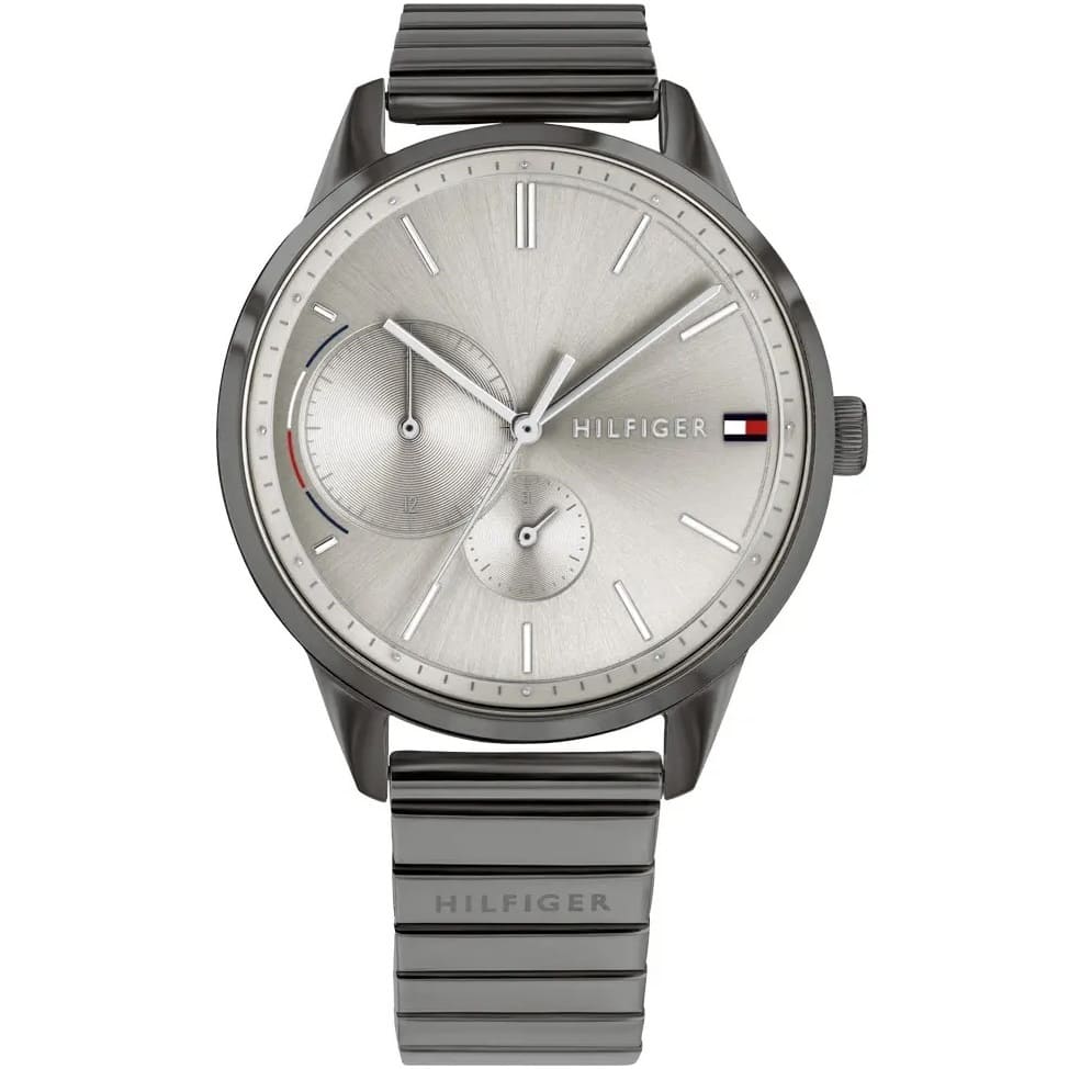 Authentic real-life photo of Tommy Hilfiger 1782062 showing actual gunmetal finish and silver dial