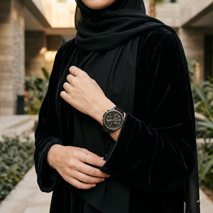 Lifestyle photo of Tommy Hilfiger 1782144 showing the bold black watch on a woman's wrist