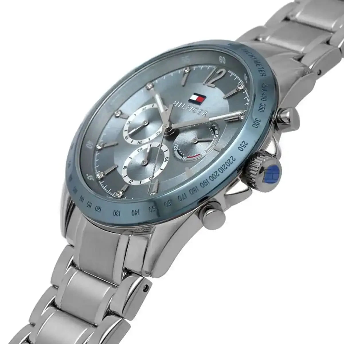 Side view photo of Tommy Hilfiger 1782554 showing case thickness and silver crown detail