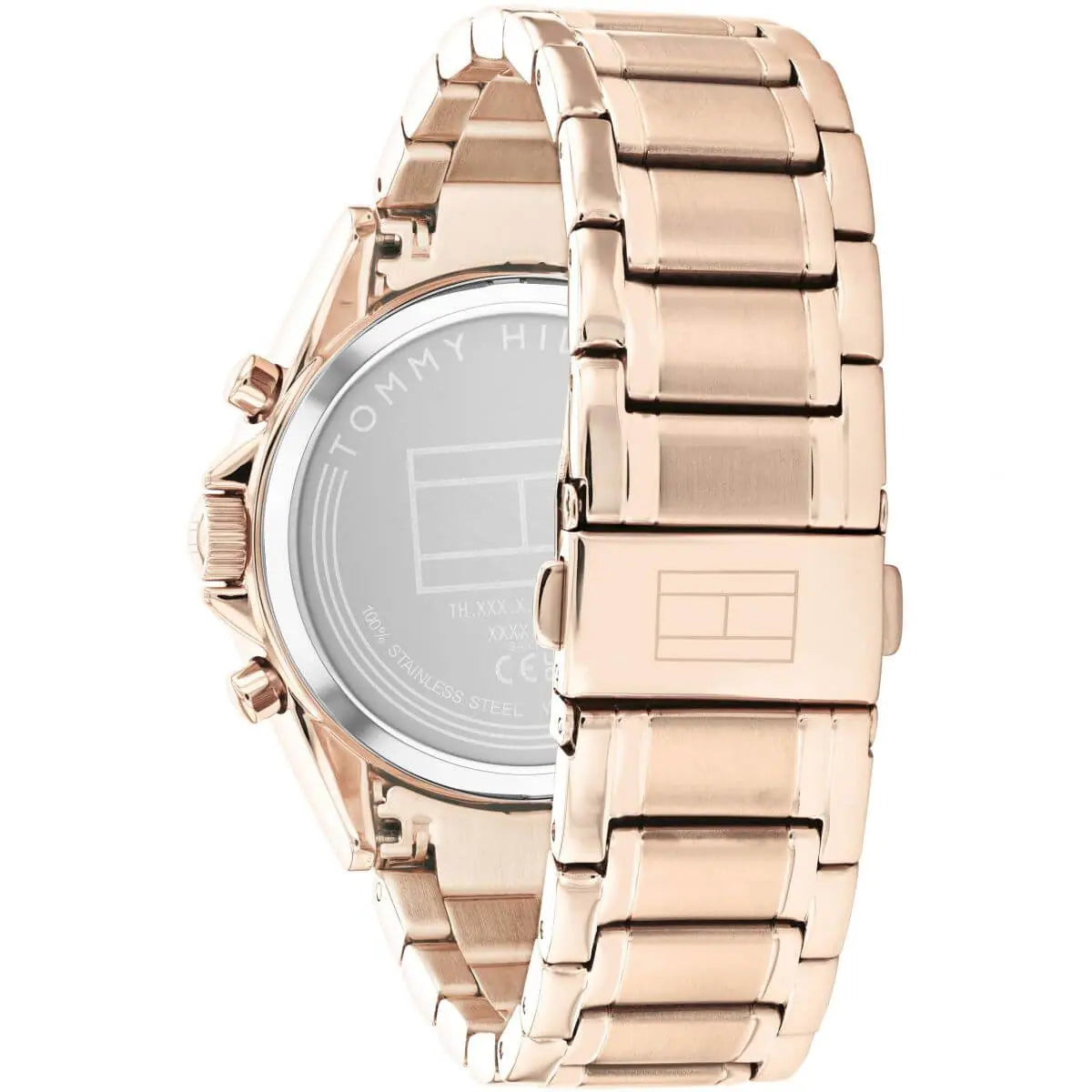 Back view photo of Tommy Hilfiger 1782558 showing the stainless steel caseback info