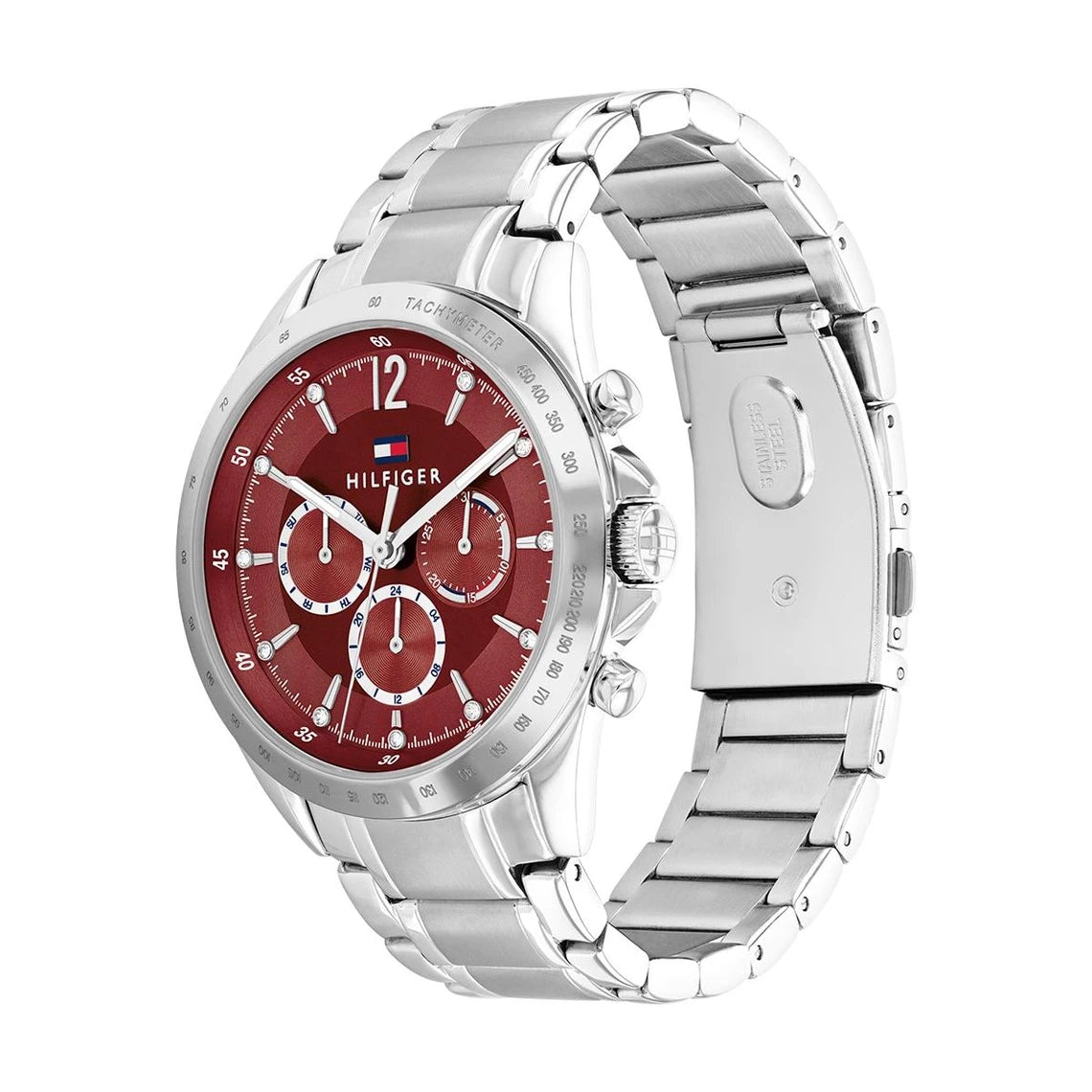 1782559-tommy-hilfiger-kenzie-original-women-metal-multi-function-red-dial-silver-strap-angled-right