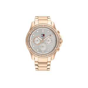 Authentic real-life photo of Tommy Hilfiger 1782572 showing actual rose gold finish and silver dial