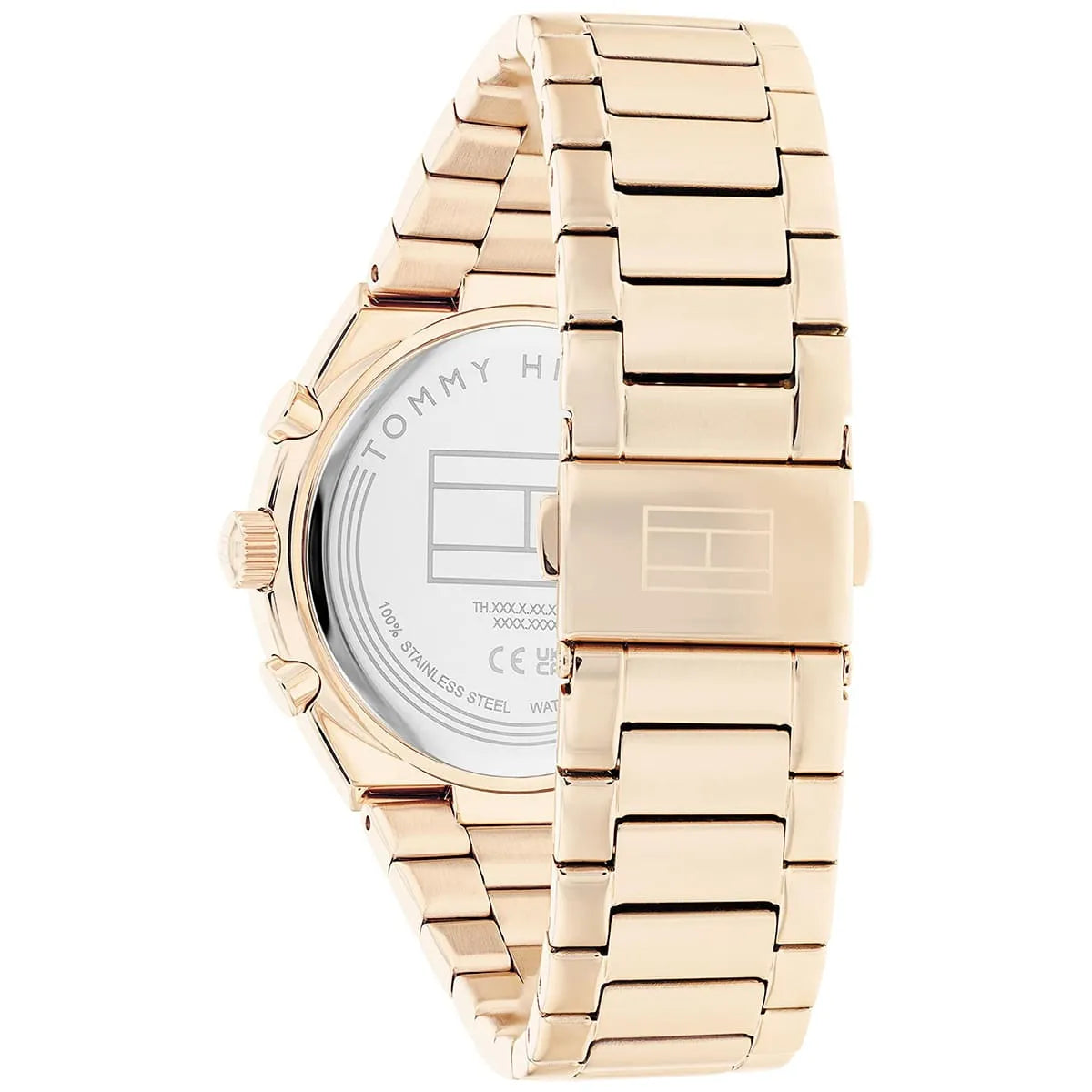 Back view photo of Tommy Hilfiger 1782577 showing the stainless steel caseback info