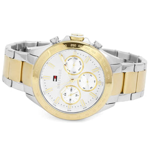 Left angled profile view of Tommy Hilfiger Hudson 1791226 men's watch highlighting dynamic integrated flexible integrated integrated flexible integrated genuine leather genuine dynamic dynamic pure white dynamic bold masculine casual dynamic causal dynamic utility dynamic visual dynamic bold masculine casual utility