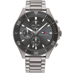 Authentic real-life photo of Tommy Hilfiger 1791918 showing actual grey finish and sunray grey dial