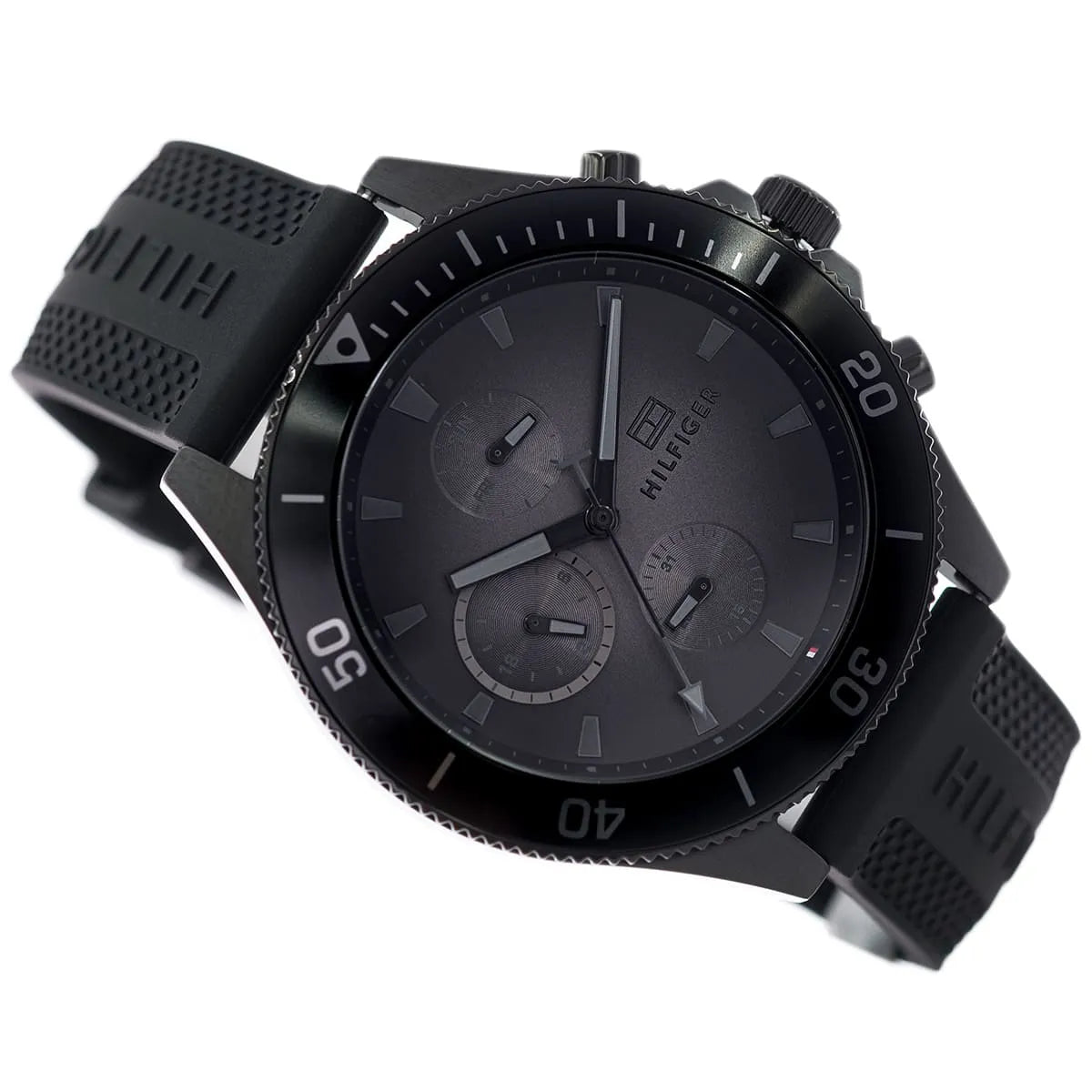 Perspective photo of Tommy Hilfiger 1791921 showing the side profile and black bezel
