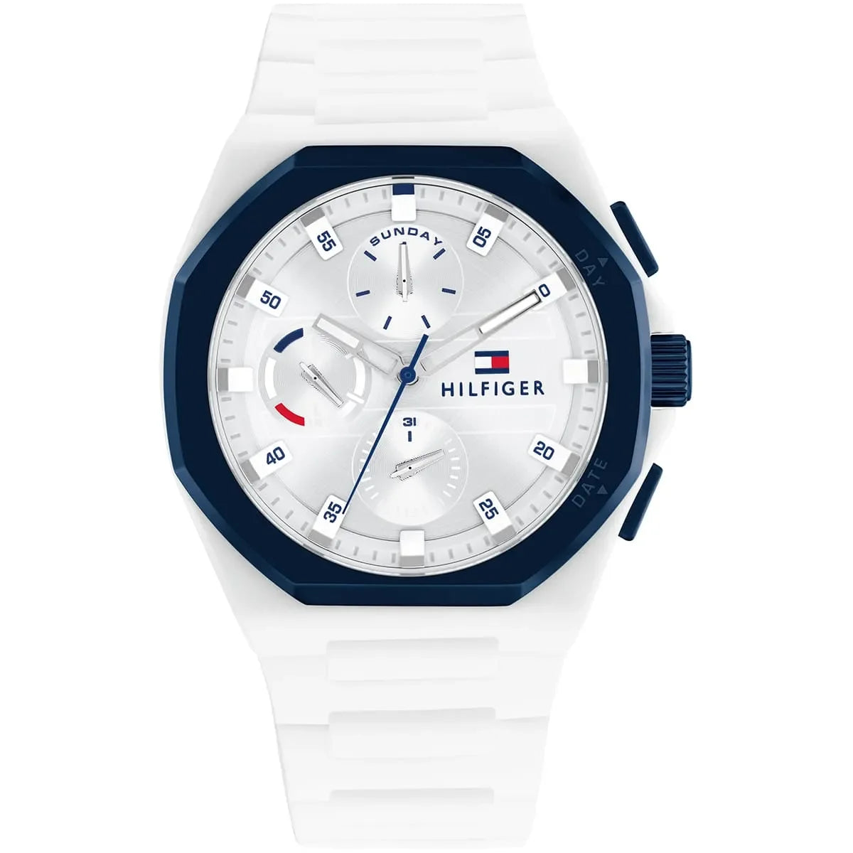 Tommy Hilfiger 1792150 Men’s Chronograph Watch – White Dial & White Rubber Strap - Luxury Hub Store