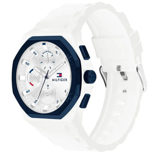 Tommy Hilfiger 1792150 Men’s Chronograph Watch – White Dial & White Rubber Strap - Luxury Hub Store