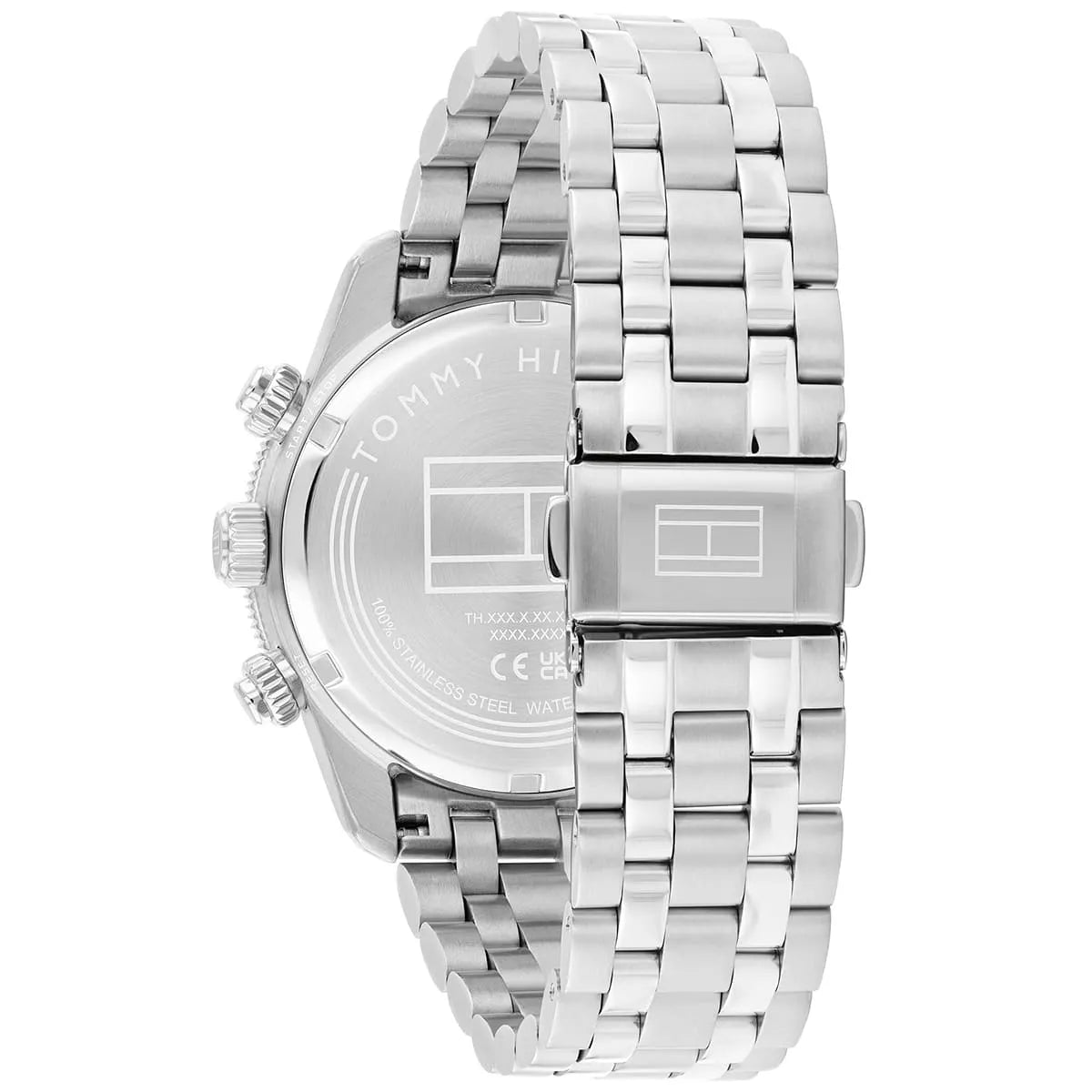 Photo of the silver deployment clasp on the metal strap of Tommy Hilfiger 1792214
