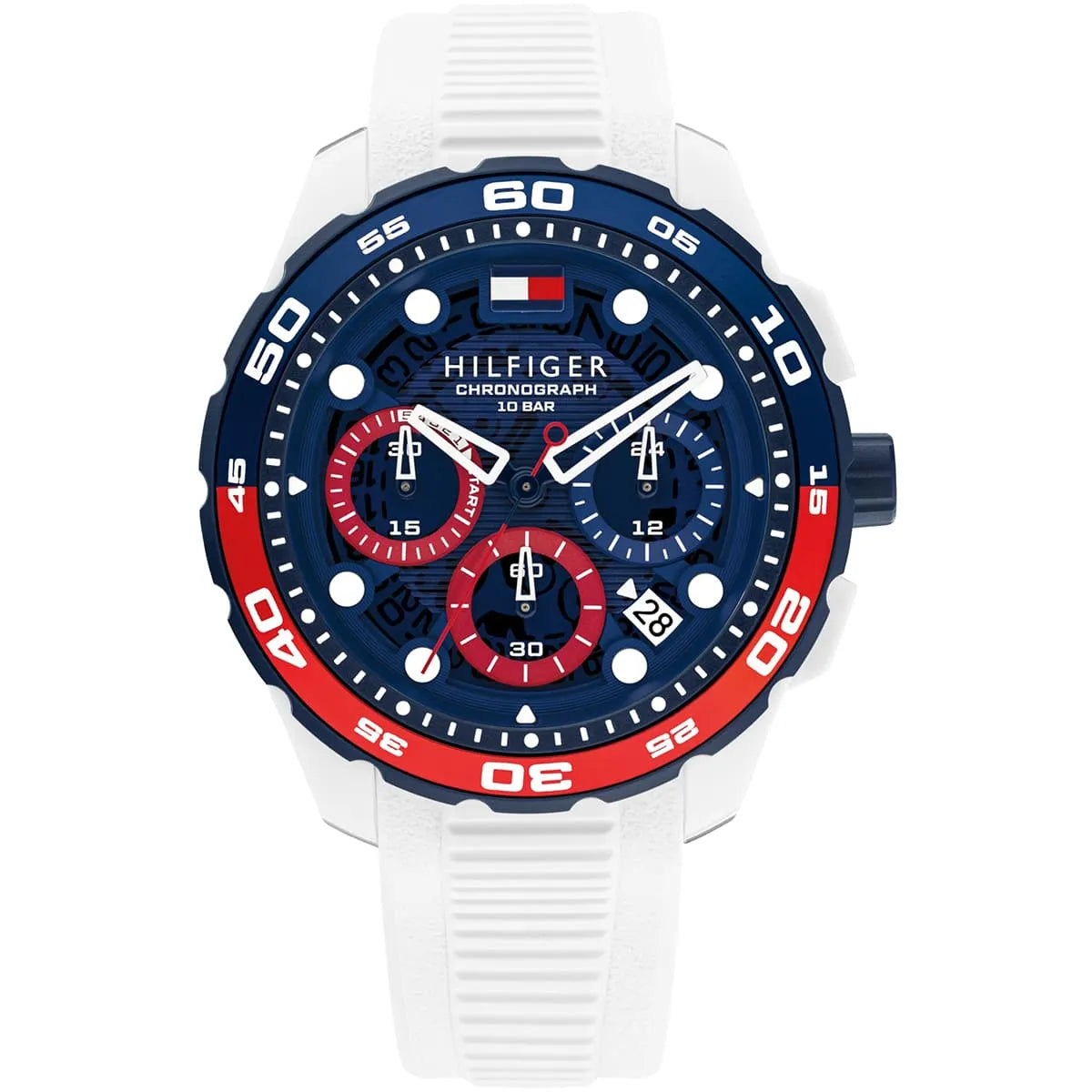 Tommy Hilfiger TH-Regatta 1792231 Men's Chronograph Watch – Blue Dial & White Rubber Strap