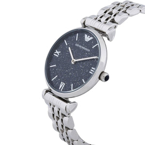 Emporio Armani AR11091 Women’s Blue Dial Silver Stainless Steel Gianni Watch - Luxury Hub Store