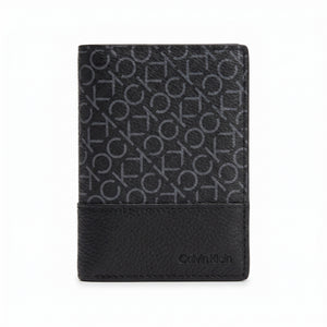 Black wallet with Calvin Klein logo on a white background
