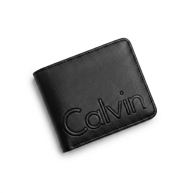 Calvin Klein Men's Mirror Original Smooth Leather Bifold Wallet - Black & Grey