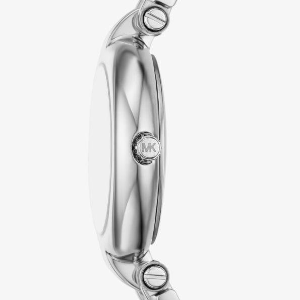 Michael Kors Mini Laney MKO1127 Women's Watch – Pink (Dragon Fruit) Dial & Silver-Tone Bracelet