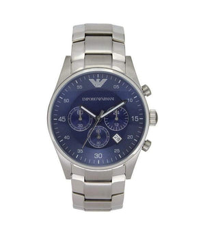 Emporio Armani AR5860 Retro Men's Watch Royal Blue Sunray Dial Silver Stainless Steel