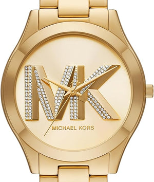 Michael Kors MK4732 Women’s Gold Dial Gold Stainless Steel Crystal Logo Watch - Luxury Hub Store