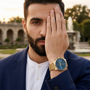 Lifestyle luxury shot featuring Hugo Boss Associate 1513841 men's watch.