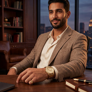 Fossil Machine FS5264 men's lifestyle watch with gold-tone stainless steel case and champagne dial
