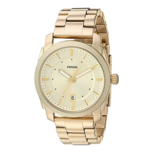 Right side view of Fossil Machine FS5264 men's watch with gold-tone stainless steel case and crown
