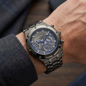 Guess GW0260G3 men's Continental gunmetal stainless steel multifunction watch on wrist