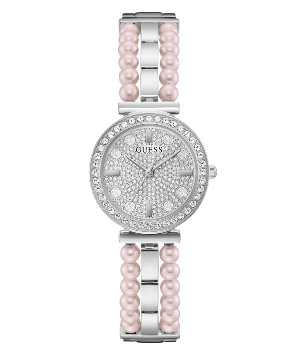 Guess Gala GW0531L1 Women's Watch – Pavé Crystal Dial & Silver Pearl Bracelet