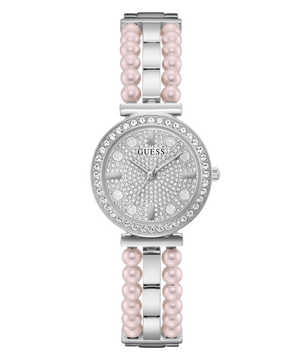Guess Gala GW0531L1 Women's Watch – Pavé Crystal Dial & Silver Pearl Bracelet