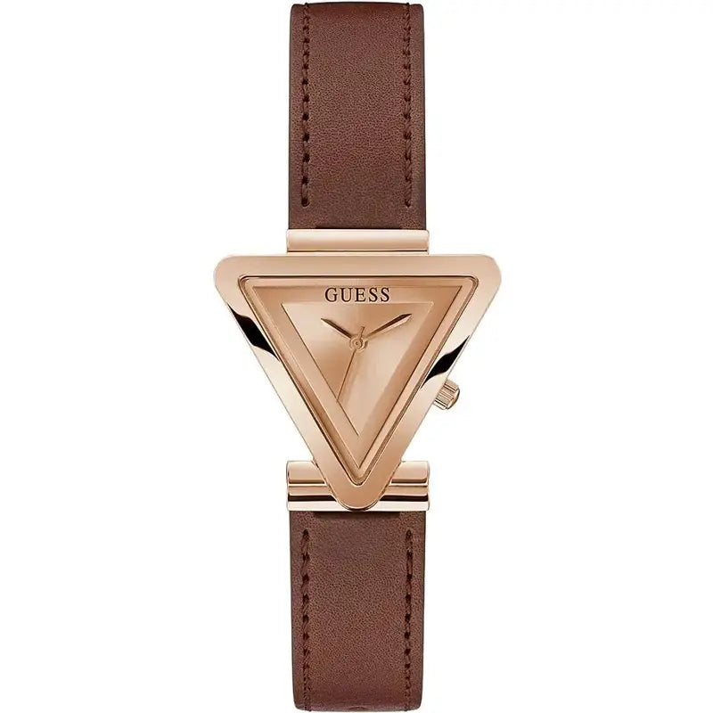 Guess Fame GW0548L2 Women's Three-Hand Watch – Rose Gold Dial & Leather Strap