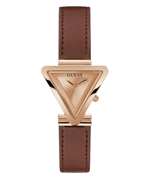Guess Fame GW0548L2 women's watch - rose gold triangle case brown leather strap