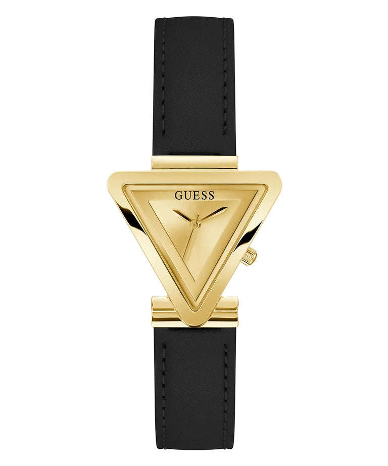 Guess GW0548L3 Women's Three-Hand Watch – Champagne Dial & Leather Strap