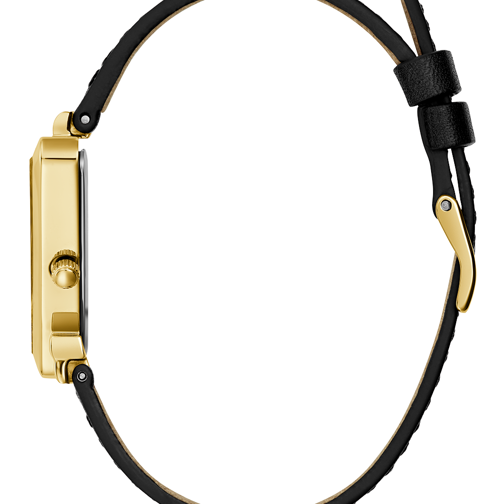 Guess GW0548L3 women's watch - champagne dial black leather strap, back view