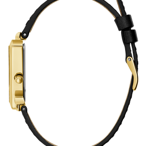Guess GW0548L3 women's watch - champagne dial black leather strap, back view