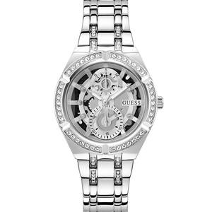 Guess Allara GW0604L1 women's watch - silver cut-thru dial silver steel strap