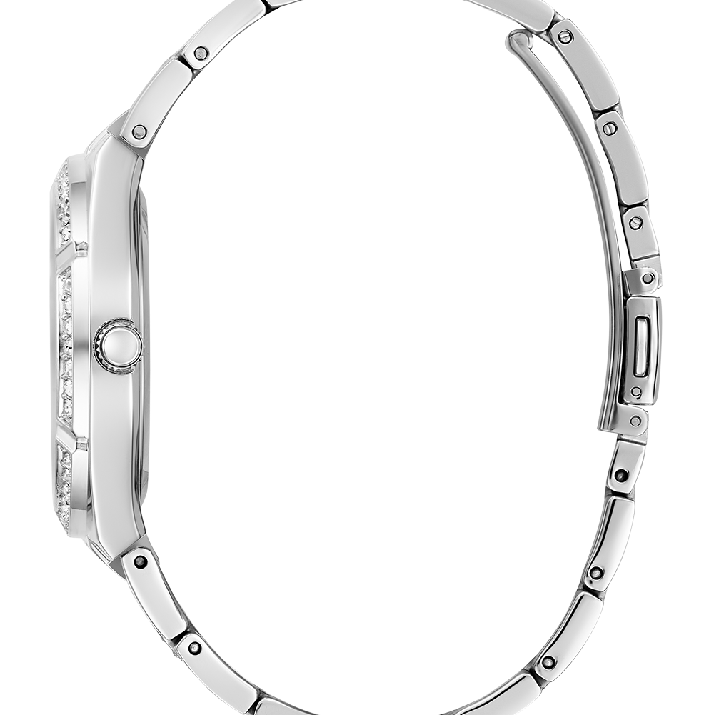 Guess Allara GW0604L1 women's watch - silver cut-thru dial silver steel strap, back view