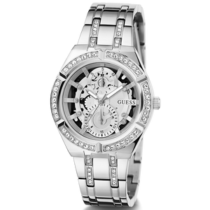 Guess Allara GW0604L1 women's watch - silver cut-thru dial silver steel strap, front view